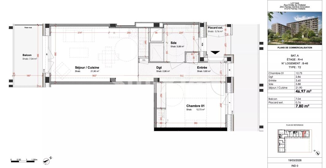 Vente Appartement Ferney-Voltaire 2&nbsp;Pièces 48&nbsp;m²